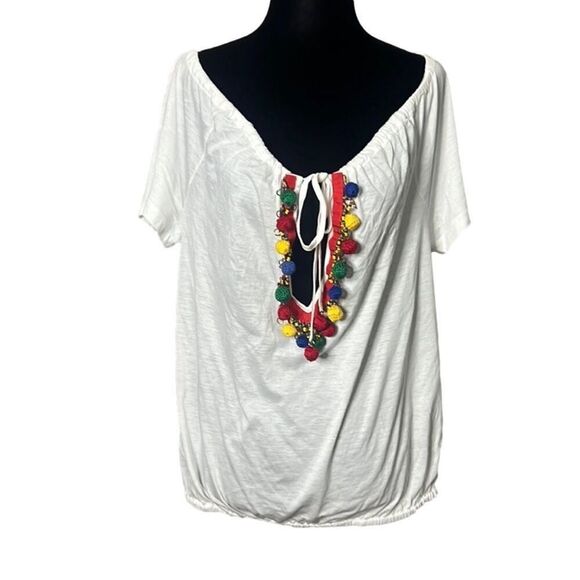 DSQUARED2 OFF THE SHOULDER SHORT SLEEVE BLOUSE SIZE XL - Picture 2 of 7